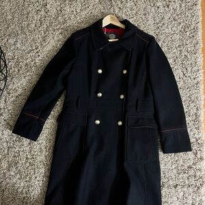 Vince CAMUTO Black Double-Breasted Coat with Red Accents